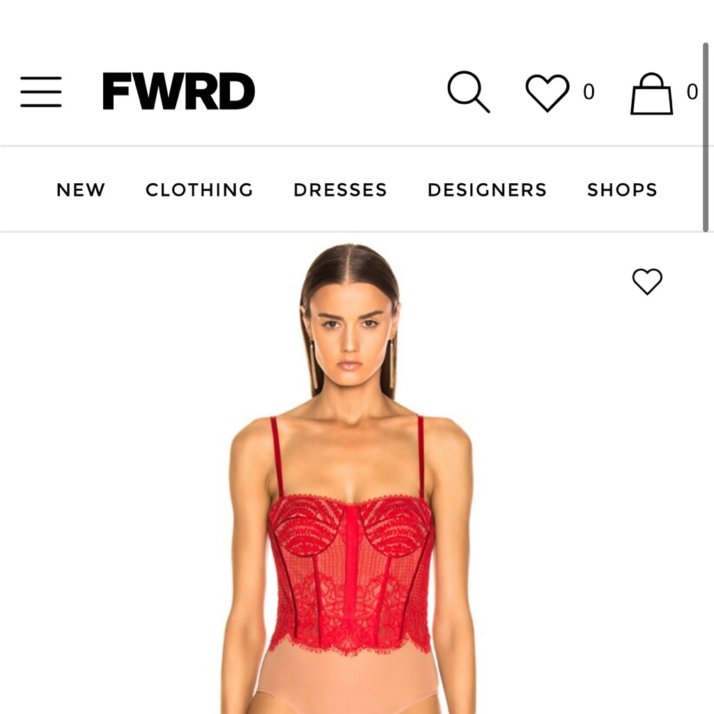 Jonathan Simkhai Mixed Lace Bustier Bodysuit Fire Red